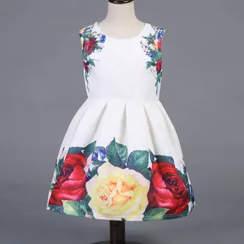 2017 nové letné dievčenské šaty biele dizajnér zbrusu nový deti oblečenie ruže kvet princezná svadobné party Čipky dievča oblečenie