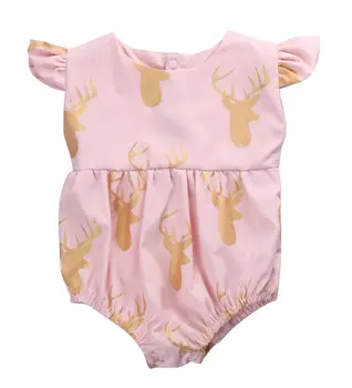 2017 NOVÝ príchod Dieťa Dievča Oblečenie Bunny red Deer tlač Jumpsuit baby Kombinézu Oblečenie Sunsuit Roztomilý Kostým Letné detské oblečenie