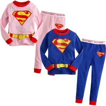2017 Superman, Batman Deti Oblečenie Dieťa Boys&Girls Long Sleeve Bavlnené Pyžamá PJS Detské Sleepwear Pyžamá Pijamas Sady