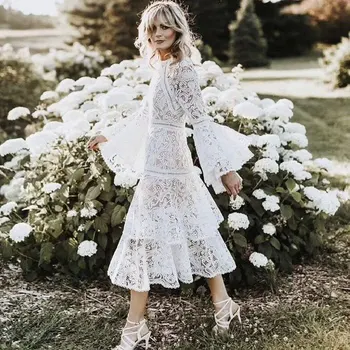 2018 jar svetlice rukáv biele čipky dlhé šaty výšivky české ženy šaty vysokej kvality