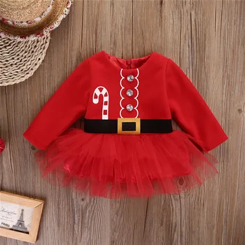 2018 Krásne Dievčatká Santa Claus Šaty Cute Vianočné Oblečenie Nosiť Crystal Baby, Baby, Dievčatá Mini Šaty, Oblečenie Kostým Pre 0-2T