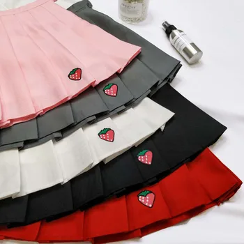 2018 Nové Jarné vysoký pás loptu skladaný sukne Harajuku Denim Sukne pevné a-line námorník sukne Plus Veľkosť Japonskej školy jednotné