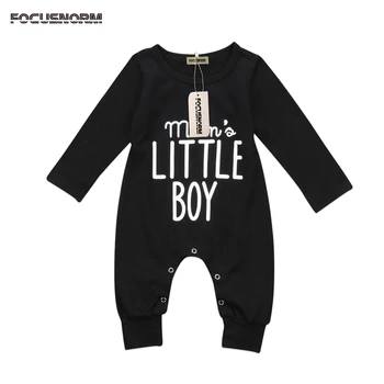 2018 Nové Módne Novorodenca Batoľa Detská Baby Chlapci Romper Dlhý Rukáv Jumpsuit Playsuit Malý Chlapec Oblečenie Čierne Šaty