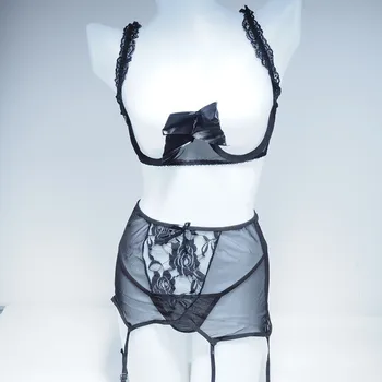 2018 Nové Otvorené Podprsenky, spodná Bielizeň Čipky Bielizeň Sexy Transparentné Šaty Erotické Oblečenie Pre Sex Crotchless Lenceria M L XL SLG576