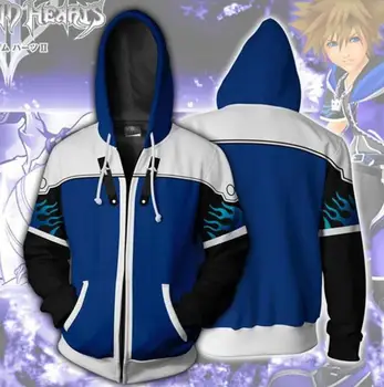 2018 Nový Človek ženy Kingdom Hearts III Sora Cosplay 3D hoodies jeseň zima Mikina 3d tlač bunda, kabát Anime 3D hoodies