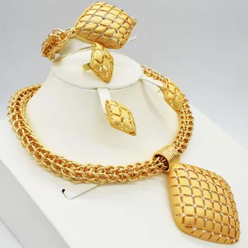 2018 Svadobný Dar Nigérijský Svadobné Afriky Korálky Šperky Set Značky Žena Módy Dubaj Zlatá Farba Šperky Set Veľkoobchod Dizajn