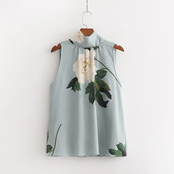 2019 Bow-tie kvetina tlače tričko vadiming sheining zaraing-štýl za ženy, blúzky, kimono