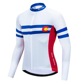 2019 Colorado cyklistický dres s dlhým rukávom Zimné Thermal Fleece&č Fleece cyklistické odevy, Reflexné zips, 4 vrecká