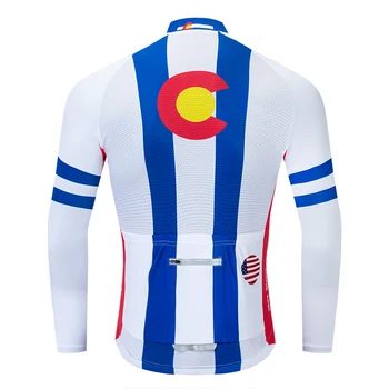 2019 Colorado cyklistický dres s dlhým rukávom Zimné Thermal Fleece&č Fleece cyklistické odevy, Reflexné zips, 4 vrecká