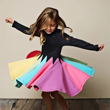 2019 Dievčatá Rainbow, Šaty pre Batoľa Dievčatá Princess Party Šaty Jednorožec Dievča Jeseň Šaty Deti Vianočné Clothes2-7years