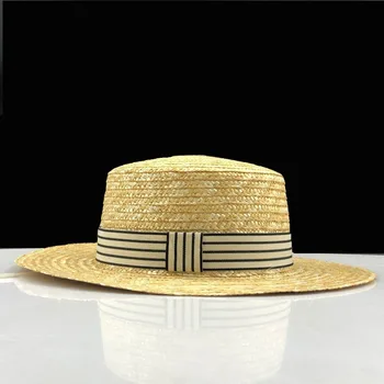 2019 jednoduché letné dievčatá Ploché slnečné čiapky pre ženy chapeau feminino slamený klobúk panama štýl pearl Beach vedro spp