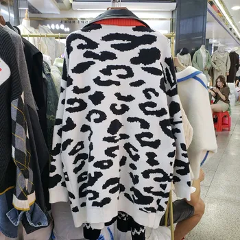 2019 Jeseň Zima Nové Double-layer Falošné Dve Módny Trend Dámy Leopard Coats Kórea Veľké Veľkosti Zrastov Kožená Bunda