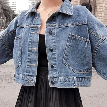 2019 Módne Voľné Krátke Denim Jeans Bunda Ženy Chaqueta Mujer Streetwear Jeseň Kabát Žena Harajuku Bundy Pre Priateľa