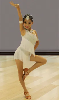 2019 Módy sexy latinské tanečné šaty pre dievčatá samba detí šaty cha cha pre dievčatá súťaže sála kostýmy 4 farby