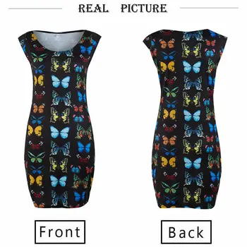 2019 Najnovšie Horúce Módne Dámske Sexy Motýľ Vytlačené Mini Šaty Večerné Party Šaty, Plášť Bodycon Letné Kvetinové Sundress