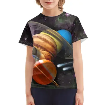2019 Nové Deti T Tričko Zábavné Galaxy Planéty 3D Vytlačené Deti T-Shirt Lete Krátky Rukáv O Neck Tee Košele Chlapci/Dievča Topy