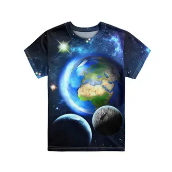 2019 Nové Deti T Tričko Zábavné Galaxy Planéty 3D Vytlačené Deti T-Shirt Lete Krátky Rukáv O Neck Tee Košele Chlapci/Dievča Topy