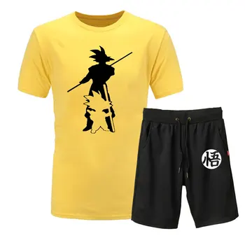 2019 Nové Letné Z Goku 2piece T-shirts+Šortky O-Krku Krátke rukáv Tričko bežné Vegeta Harajuku značku oblečenia