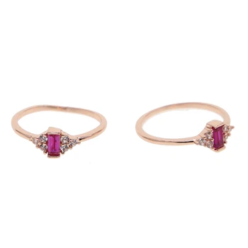 2019 Nové veľkoobchodné elegantných šperkov rose gold farba plnené námestie AAA cubic zirconia tenké kapela fialová ston prstene Pre Ženy, Svadobné