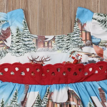 2019 Retro Šaty Batoľa Detský Baby Girl Vianočné Oblečenie Horela Strany Santa Swing Šaty Veľkosť 2-6T