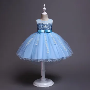 2019 Svadobné šaty pre dievčatá bridesmaid, šaty saténové Batoľa formálne šaty s iskru flitrami
