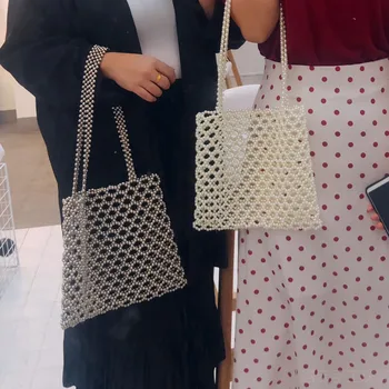 2019 trend žien korálkové kabelka elegantné večerné taška retro dizajnér kvalitné kabelky, luxusné značky ručne tkané pearl taška