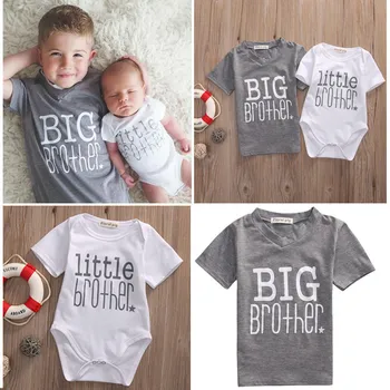 2019 Veľký Brat Rodiny Zodpovedajúce Oblečenie Malý Brat Bavlna T-Shirt Kombinézu Krátky Rukáv List Dieťa Boys Twin Tričko Topy