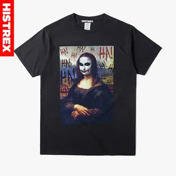 2019 Zábavné Mona Lisa Joker pánske T-Shirts Printe Tshirts Lete Hip Hop T Shirt Streetwear Bavlna Topy Tees Plus Veľkosť 3XL