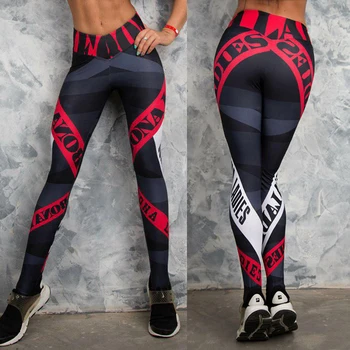 2019 Ženy, Priedušná Leggins Fitness Elastické Legíny Žena Cvičenie Tenký List Vytlačený Legíny so Systémom Telocvični nohavice