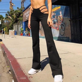 2019 žien čistý módne čierne sexy duté nohavice Slim fitness športové nohavice horela nohavice duté nohavice ulici dámske nohavice