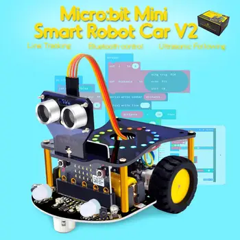 2019New! Keyestudio Mini Smart Robot Auto V2.0 pre Mikro:bit Robot (Č Mikro:bit základnej Dosky)