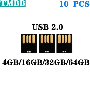 2020 10pcs Nepremokavé Krátke USB disku package 128 M 2 GB 4 GB 8 GB 16 GB 32 GB, 64 G USB 2.0 flash disk polotovarov, veľkoobchod