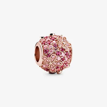 2020 925 Sterling silver rose farebné kvetinové srdce tvar guľôčok kúzlo fit Pôvodné Reflexions Náramok Darček pre DIY Šperky