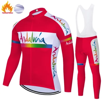 2020 ANDALÚZIA team cyklistický Dres na bicykel nohavice, Športové oblečenie, Ropa Ciclismo MENS tepelnej fleece 20D mayot bicicleta hombre