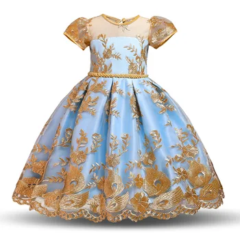 2020 Baby Girl Elegantné Šaty Princezná Dlhé Šaty Party, Narodeniny Plášte Deti veľký luk Čipky Šaty Dieťa Kvet Bebes Vestido