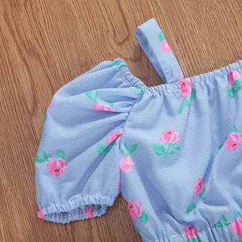 2020 Batoľa Dievčatá Oblečenie Letné Detské Oblečenie Módne Oblečenie Nastaviť Krátkym Rukávom Ružovej Tlače Top + Šortky Set 2ks