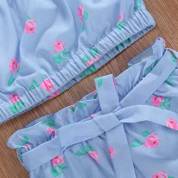 2020 Batoľa Dievčatá Oblečenie Letné Detské Oblečenie Módne Oblečenie Nastaviť Krátkym Rukávom Ružovej Tlače Top + Šortky Set 2ks