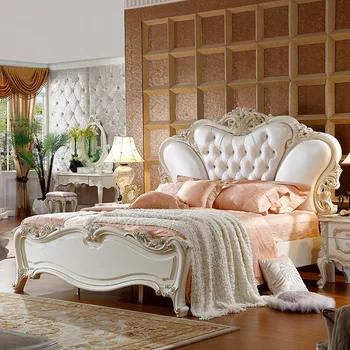 2020 biele kožené klasického king posteľ 180X200cm