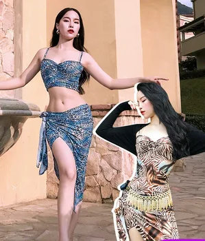 2020, brušný tanec žien sexi podväzky leopard tlač split sukne orientálne tanečné oblečenie praxi tanečné oblečenie