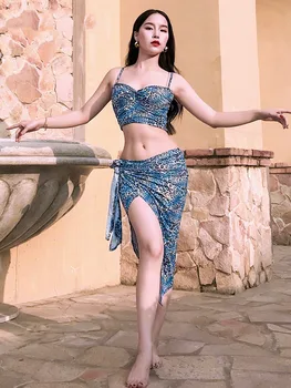 2020, brušný tanec žien sexi podväzky leopard tlač split sukne orientálne tanečné oblečenie praxi tanečné oblečenie