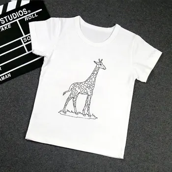 2020 Cartoon T Shirt Lete Harajuku Žirafa Kawaii Vzor Deti, Oblečenie pre Chlapcov, Dievčatá Tričko Krátky Rukáv Dievča, T-tričko Unisex Roztomilý