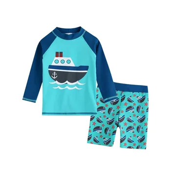 2020 Dieťa Chlapcov plavky Dlhý Rukáv Dinosaura Cartoon batoľa plavky Plážové Plavky 2ks deti plavky zwembroek dieťa