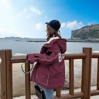 2020 dámske pracovné odevy dole bavlnená bunda ženy kórejská verzia voľné jesenné a zimné kabát nový ženy zhustne