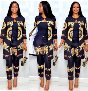2020 Elegantné Plus Veľkosť Afriky Sa Nastaví Tlač Nohavice, Topy, Nohavice, Obleky Dashiki Šaty Šaty Šaty Večerné Party Tradičné Lumbálna