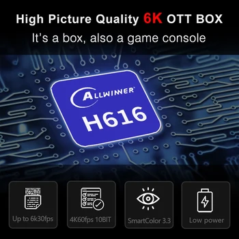 2020 H96 MAX H616 Android 10.0 TV Box 4G 64 G 6K 3D Multimediálny Prehrávač 2.4 G 5.8 G WIFI LEMFO Set-Top-Box