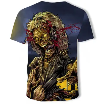 2020 Heavy metalu Pohode Klasickej Kapela Lebka hlavy Tričko Fashion Rocksir t-shirts Mužov 3D T-Shirt DJ Tričko pánske Tričko