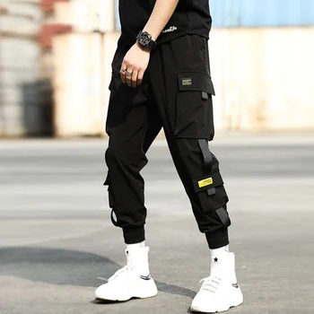 2020 Hip Hop Chlapec Multi-vrecko Elastický Pás Hárem Nohavice Mužov Streetwear Punk Bežné Nohavice Joggers Muž Členok-dĺžka Pánske Nohavice