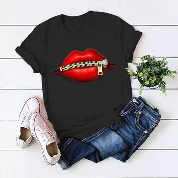 2020 horúce červené pery Estetické T Shirt cartoon Vytlačené tees Ženy Gotický Tričko Harajuku Oblečenie, Ženy Krátke Rukávy Drop shipping
