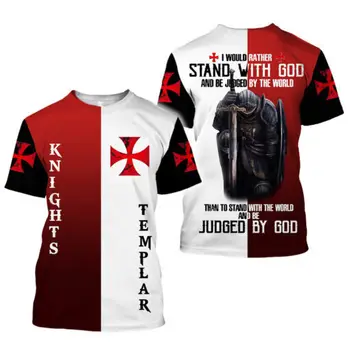 2020 Hot Predaj Rytieri Templar 3D Vytlačené T Shirt Muži Ženy Móda Bežné Krátke Sleeve T-shirts Streetwear Nadrozmerné Tee Topy