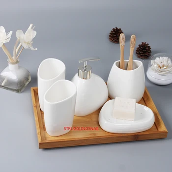 2020 Japonský Štýl Keramiky Kúpeľňové Doplnky Nastaviť Kúpeľňa Výrobky, Keramika Kefka Pohár Zubná Pasta Držiteľ Doprava Zadarmo